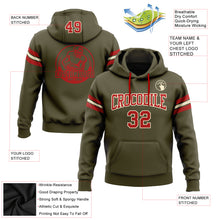 Load image into Gallery viewer, Custom Stitched Olive Red-Cream Football Pullover Sweatshirt Salute To Service Hoodie