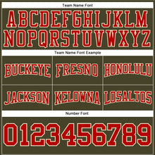 Load image into Gallery viewer, Custom Stitched Olive Red-Cream Football Pullover Sweatshirt Salute To Service Hoodie