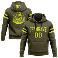 Laden Sie das Bild in den Galerie-Viewer, Custom Stitched Olive Neon Yellow-Black Football Pullover Sweatshirt Salute To Service Hoodie