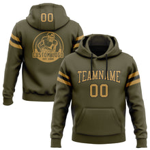 Laden Sie das Bild in den Galerie-Viewer, Custom Stitched Olive Old Gold-Black Football Pullover Sweatshirt Salute To Service Hoodie