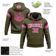 Laden Sie das Bild in den Galerie-Viewer, Custom Stitched Olive Pink-White Football Pullover Sweatshirt Salute To Service Hoodie