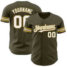 Charger l'image dans la galerie, Custom Olive White-Old Gold Authentic Salute To Service Baseball Jersey
