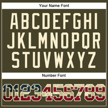 Charger l'image dans la galerie, Custom Olive Vintage USA Flag Cream-Crimson Authentic Salute To Service Baseball Jersey