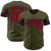 Charger l'image dans la galerie, Custom Olive Red-Navy Authentic Salute To Service Baseball Jersey