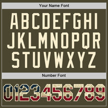 Charger l'image dans la galerie, Custom Olive Vintage USA Flag Cream-Red Authentic Throwback Salute To Service Baseball Jersey