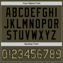 Charger l'image dans la galerie, Custom Olive Camo Black-Old Gold Authentic Throwback Salute To Service Baseball Jersey