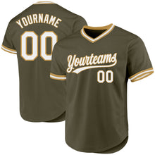 Charger l'image dans la galerie, Custom Olive White-Old Gold Authentic Throwback Salute To Service Baseball Jersey