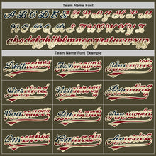 Charger l'image dans la galerie, Custom Olive Vintage USA Flag Cream-Black Authentic Throwback Salute To Service Baseball Jersey