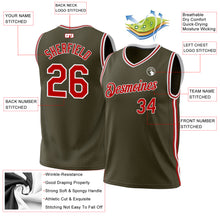Загрузить изображение в средство просмотра галереи, Custom Olive Red-White Authentic Throwback Salute To Service Basketball Jersey
