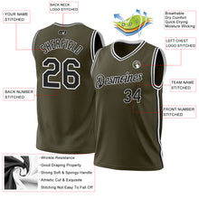 Загрузить изображение в средство просмотра галереи, Custom Olive Black-White Authentic Throwback Salute To Service Basketball Jersey
