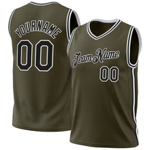 Загрузить изображение в средство просмотра галереи, Custom Olive Black-White Authentic Throwback Salute To Service Basketball Jersey