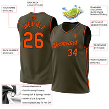 Загрузить изображение в средство просмотра галереи, Custom Olive Orange-Black Authentic Throwback Salute To Service Basketball Jersey