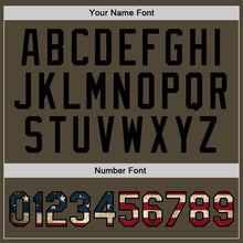 Загрузить изображение в средство просмотра галереи, Custom Olive Vintage USA Flag Black-Old Gold Authentic Throwback Salute To Service Basketball Jersey