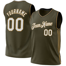 Загрузить изображение в средство просмотра галереи, Custom Olive Old Gold-Black Authentic Throwback Salute To Service Basketball Jersey