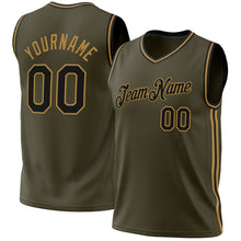 Загрузить изображение в средство просмотра галереи, Custom Olive Black-Old Gold Authentic Throwback Salute To Service Basketball Jersey