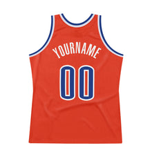 Загрузить изображение в средство просмотра галереи, Custom Orange Royal-White Authentic Throwback Basketball Jersey