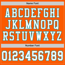 Laden Sie das Bild in den Galerie-Viewer, Custom Orange White-Teal Mesh Authentic Throwback Football Jersey