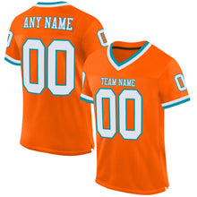 Laden Sie das Bild in den Galerie-Viewer, Custom Orange White-Teal Mesh Authentic Throwback Football Jersey