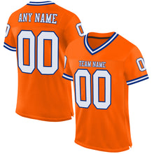 Laden Sie das Bild in den Galerie-Viewer, Custom Orange White-Royal Mesh Authentic Throwback Football Jersey