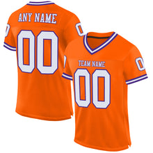 Laden Sie das Bild in den Galerie-Viewer, Custom Orange White-Purple Mesh Authentic Throwback Football Jersey