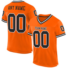 Laden Sie das Bild in den Galerie-Viewer, Custom Orange Black-White Mesh Authentic Throwback Football Jersey