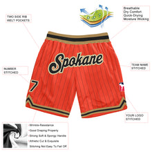 Laden Sie das Bild in den Galerie-Viewer, Custom Orange Black Pinstripe Black-Old Gold Authentic Basketball Shorts