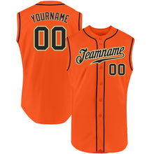 Load image into Gallery viewer, Custom Orange Black-Cream Authentic Sleeveless Baseball Jersey