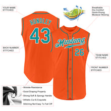 Load image into Gallery viewer, Custom Orange Teal-White Authentic Sleeveless Baseball Jersey