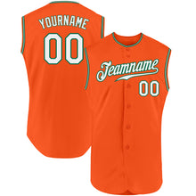 Load image into Gallery viewer, Custom Orange White-Kelly Green Authentic Sleeveless Baseball Jersey
