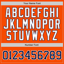 Load image into Gallery viewer, Custom Orange White Pinstripe Navy-White Authentic Baseball Jersey