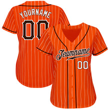 Загрузить изображение в средство просмотра галереи, Custom Orange White Pinstripe Brown-White Authentic Baseball Jersey