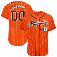 Загрузить изображение в средство просмотра галереи, Custom Orange White Pinstripe Brown-White Authentic Baseball Jersey