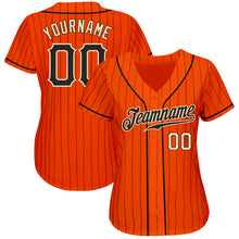 Load image into Gallery viewer, Custom Orange Black Pinstripe Black-Cream Authentic Baseball Jersey