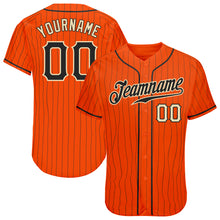 Load image into Gallery viewer, Custom Orange Black Pinstripe Black-Cream Authentic Baseball Jersey