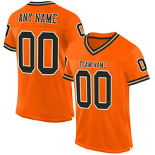Load image into Gallery viewer, Custom Orange Black-Old Gold Mesh Authentic Throwback Football Jersey