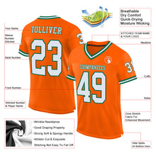 Laden Sie das Bild in den Galerie-Viewer, Custom Orange White-Kelly Green Mesh Authentic Throwback Football Jersey