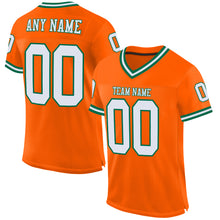 Laden Sie das Bild in den Galerie-Viewer, Custom Orange White-Kelly Green Mesh Authentic Throwback Football Jersey