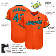 Load image into Gallery viewer, Custom Orange Teal-Black Authentic Baseball Jersey