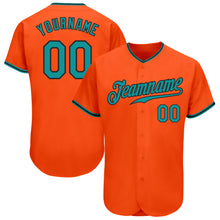 Load image into Gallery viewer, Custom Orange Teal-Black Authentic Baseball Jersey