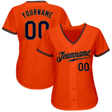Load image into Gallery viewer, Custom Orange Navy-Old Gold Authentic Baseball Jersey