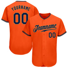 Load image into Gallery viewer, Custom Orange Navy-Old Gold Authentic Baseball Jersey