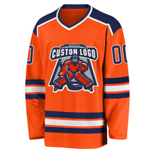 Load image into Gallery viewer, Custom Orange Navy-White Hockey Jersey