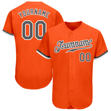 Load image into Gallery viewer, Custom Orange Steel Gray-White Authentic Baseball Jersey