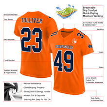 Laden Sie das Bild in den Galerie-Viewer, Custom Orange Navy-White Mesh Authentic Football Jersey