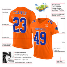 Laden Sie das Bild in den Galerie-Viewer, Custom Orange Royal-White Mesh Authentic Football Jersey