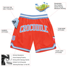 Загрузить изображение в средство просмотра галереи, Custom Orange Light Blue-White Authentic Throwback Basketball Shorts