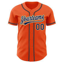 Load image into Gallery viewer, Custom Orange Navy Cream-Old Gold Authentic Baseball Jersey