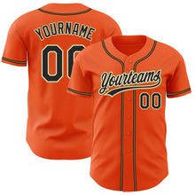 Load image into Gallery viewer, Custom Orange Black Cream-Old Gold Authentic Baseball Jersey