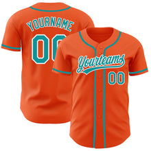 Load image into Gallery viewer, Custom Orange Teal-White Authentic Baseball Jersey
