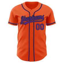 Load image into Gallery viewer, Custom Orange Purple-Black Authentic Baseball Jersey